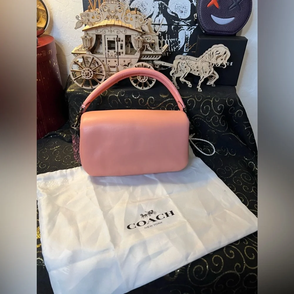Coach 2021 Candy Pink Nappa Leather Pillow Tabby 18 Crossbody Hand Bag & Dusty - Picture 13 of 16